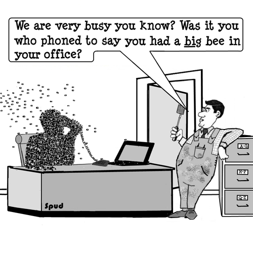 Cartoon: Bee Problem (medium) by cartoonsbyspud tagged cartoon,spud,hr,recruitment,office,life,outsourced,marketing,it,finance,business,paul,taylor