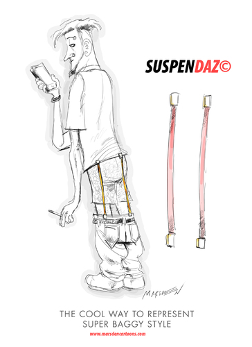 Cartoon: Suspendaz The Hottest New Trend (medium) by ian david marsden tagged baggy,pants,hip,hop,suspenders,trend,fashion,look,hot,cool,hipster,haute,couture,marsden