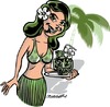 Cartoon: Hula Girl with Tiki Drink (small) by ian david marsden tagged hula,girl,tiki,beach,bar,holiday,drink,party,nightlife