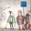 Cartoon: Neulich an der Bushaltestelle (small) by ian david marsden tagged hund,bus,haltestelle,muskeln,dog,poop,public,transportation,cartoon,marsden