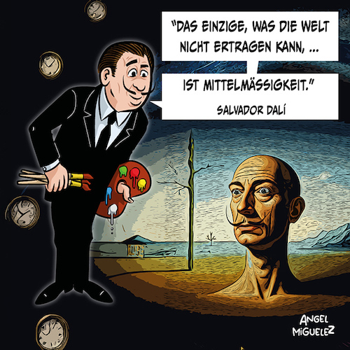 Cartoon: Salvador Dali (medium) by Miguelez tagged salvador,dali,surrealismus,moderne,kunst,zitat