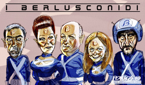 Cartoon: I Berlusconidi (medium) by portos tagged gasparri,santanche,bondi,meloni,la,russa