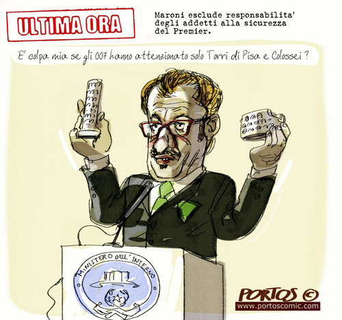 Cartoon: Maroni Premier aggressione (medium) by portos tagged maroni,berlusconi