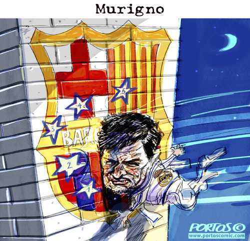 Cartoon: MURIGNO (medium) by portos tagged mourinho,real,madrid,barcelona