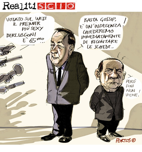 Cartoon: Realitiscio (medium) by portos tagged berlusconi,sexy,gossip,premier,web