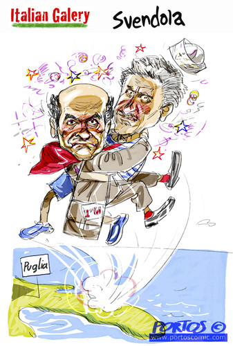 Cartoon: vince vendola (medium) by portos tagged pd,primarie,puglia,vendola,boccia