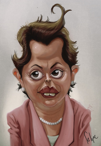 Cartoon: President Dilma (medium) by Felipe Moreira tagged digital,paint,caricature