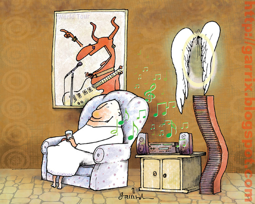 Cartoon: angel listening (medium) by Garrincha tagged gag,cartoon