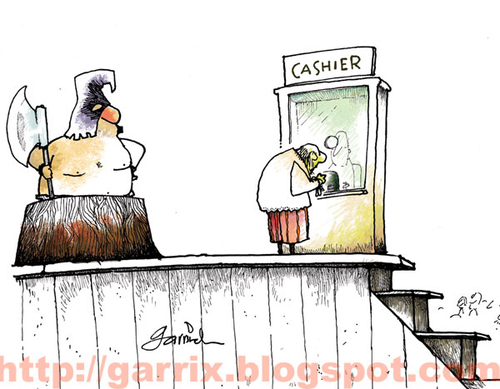 Cartoon: Cashier (medium) by Garrincha tagged gag,cartoon