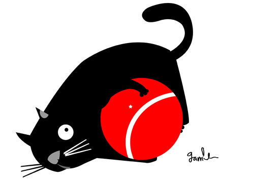 Cartoon: Good luck cat. (medium) by Garrincha tagged ilo