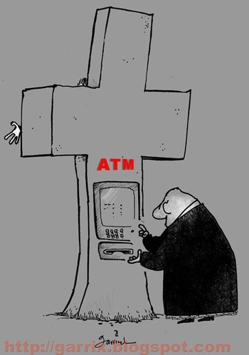 Cartoon: NT (medium) by Garrincha tagged money,religion