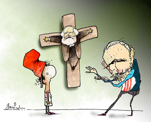 Cartoon: The Gospel (medium) by Garrincha tagged ideology