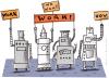 Cartoon: robots (small) by Ronald Slabbers tagged work,robot,strike,arbeit,streik,streiken,roboter