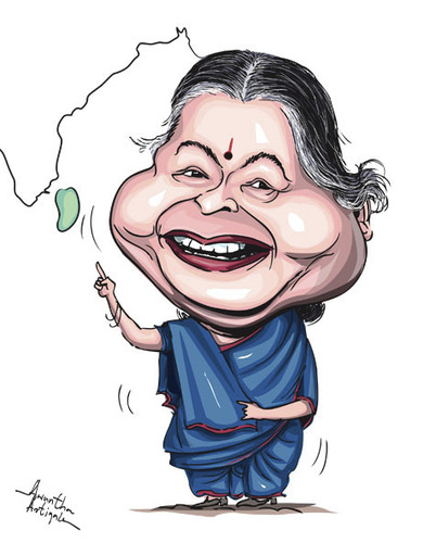 Cartoon: Jayalalitha (medium) by awantha tagged jayalalitha