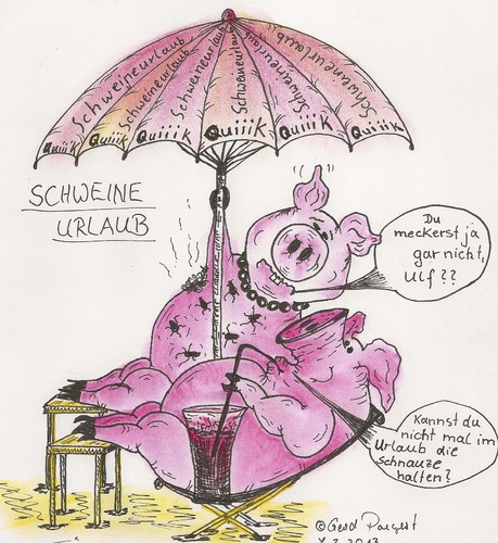 Cartoon: Schweineurlaub (medium) by boogieplayer tagged tiere