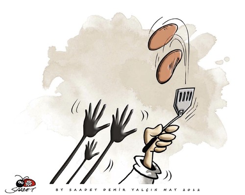 Cartoon: Starvation (medium) by saadet demir yalcin tagged saadet,sdy,hands