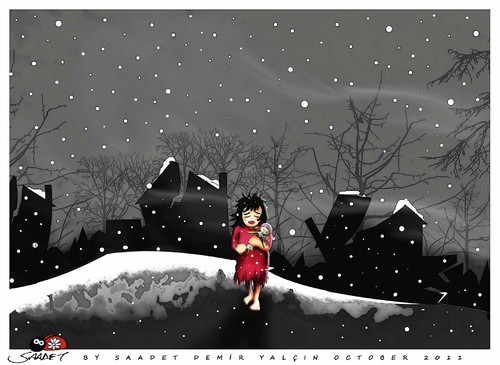 Cartoon: Winter in the earthquake area (medium) by saadet demir yalcin tagged saadet,sdy