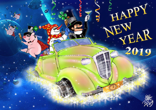 Cartoon: HAPPY NEW YEAR 2019 (medium) by T-BOY tagged happy,new,year,2019