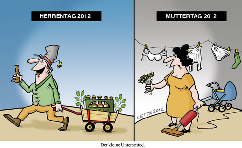 Cartoon: Der kleine Unterschied. (medium) by Nottel tagged herrentag,muttertag,ehe,beziehung