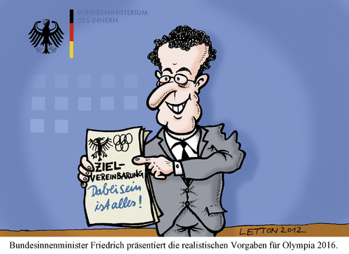 Cartoon: Olympia-Zielvereinbarung 2016 (medium) by Nottel tagged postpolitik,olympia,sportförderung