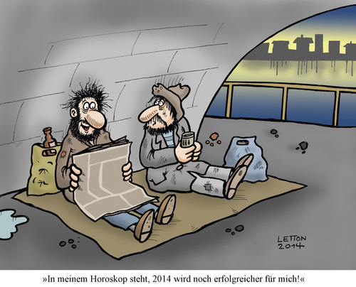 Cartoon: Schöne Aussichten (medium) by Nottel tagged armut,ausblick,obdachlosigkeit,zukunft,prognosen,2014,gutgläubigkeit