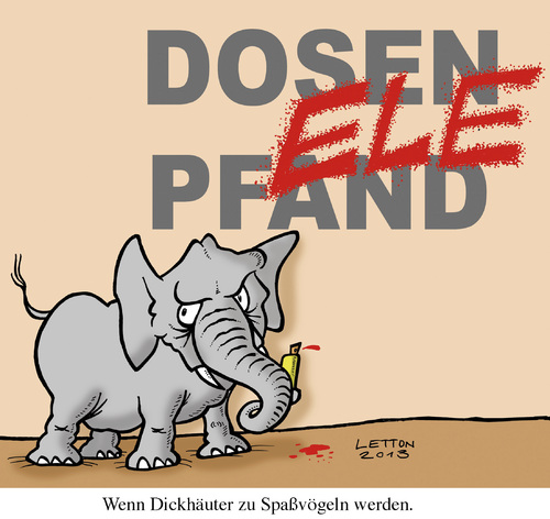 Cartoon: Schwergewichtiger Spaßvogel. (medium) by Nottel tagged elefant,dosenpfand