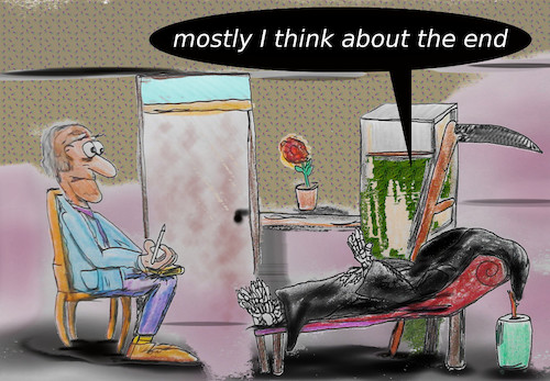 Cartoon: burnout (medium) by wheelman tagged death,job,work,live,psychiatrist