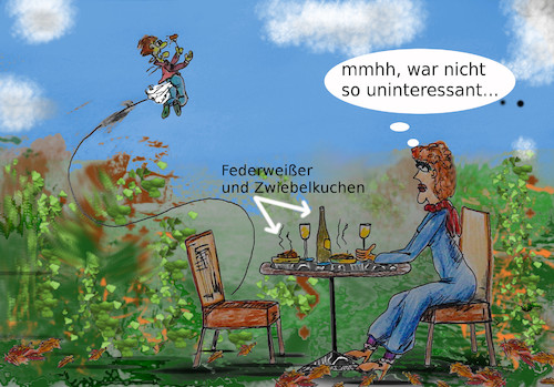 Cartoon: dating im herbst (medium) by wheelman tagged herbst,dating,essen,spezialitäten