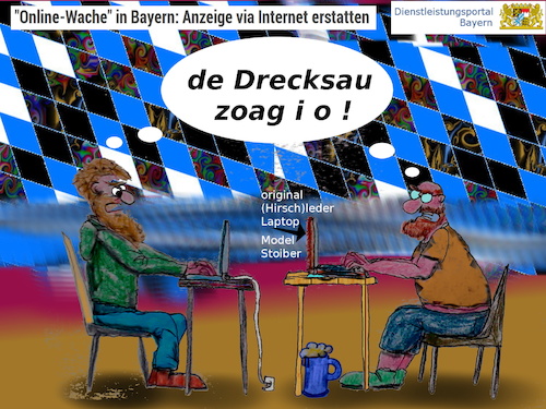 Cartoon: heimat digitale (medium) by wheelman tagged internet,polizei,anzeige,online,bayern,heute