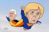 Cartoon: super-angie and frank (small) by geomateo tagged merkel,steinmeier,election,deutschland