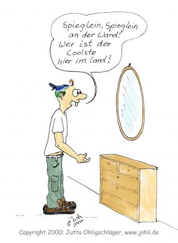 Cartoon: Cool (medium) by Johli tagged cool,mann,märchen,spiegel,haar