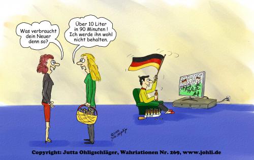 Cartoon: Was verbraucht dein NEUER denn (medium) by Johli tagged fußball,soccer,frauen,männer,sport,bier