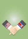 Cartoon: Kim vs. Trump (small) by gulekk tagged korea,usa,kim,trump,summit,peace,war,secret,game,politic,international