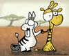 Cartoon: Zebrastreifen (small) by katelein tagged zebra giraffe zebrastreifen giraffa africa afrika painting savannah savanne