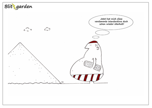 Cartoon: Die Wanderdüne (medium) by Oliver Kock tagged urlaub,strand,sonne,urlauber,düne,dicker,mann,ferien,nick,blitzgarden