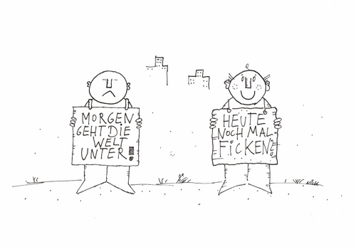 Cartoon: Heute noch mal ficken?! (medium) by Oliver Kock tagged ende,ficken,weltuntergang,doomsday,fuck