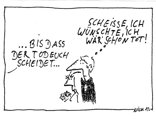 Cartoon: Ohne Titel (medium) by Oliver Kock tagged unglück,tod,frau,mann,hochzeit,angst