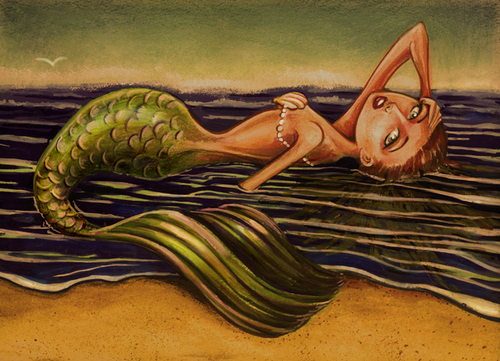 Cartoon: beached (medium) by michaelscholl tagged mermaid