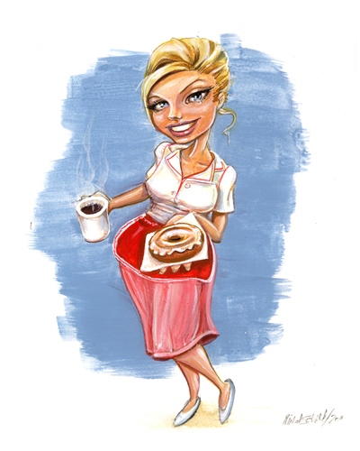 Cartoon: waitress (medium) by michaelscholl tagged woman,cartoon,waitress