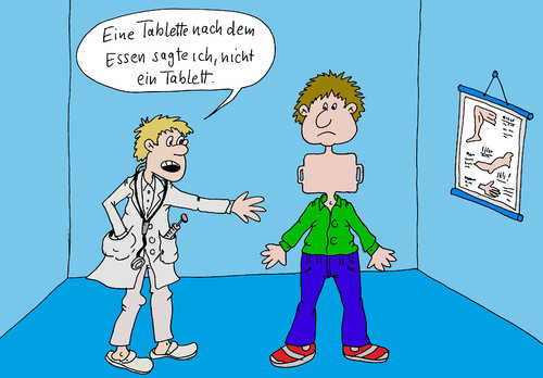 Cartoon: 1 X täglich (medium) by Wolfgang tagged arzt,krankenhaus,patient,tablette,tablett,praxis