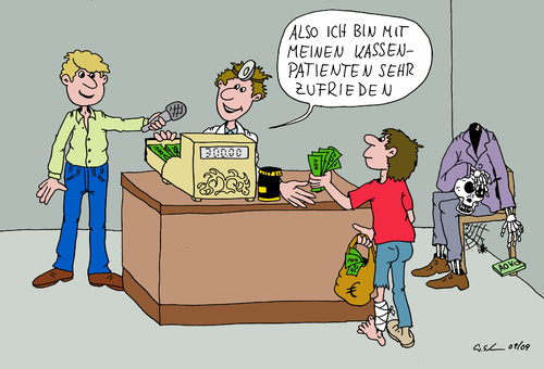 Cartoon: Kassenpatient (medium) by Wolfgang tagged aok,krankenkasse,arzt,euro