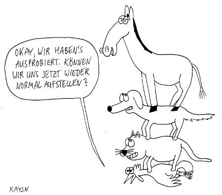 Cartoon: Die Bremer Stadtmusikanten (medium) by KAYSN tagged bremer,stadtmusikanten,esel,hund,katze,hahn