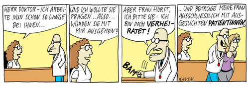Cartoon: Dr.Aberwitz4 Feierabend (medium) by KAYSN tagged comic,arzt,arzthelferin,ausgehen,patientin