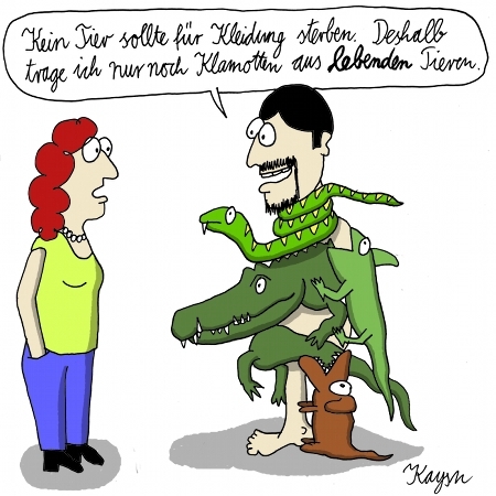 Cartoon: Klamotten-Tiere (medium) by KAYSN tagged kleidung,klamotten,tiere,vegan