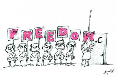 Cartoon: freedom (medium) by dariush tagged freedom