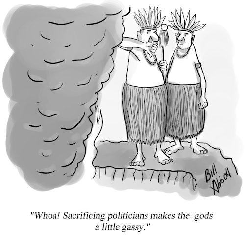 Cartoon: Political Sacrifice (medium) by Billcartoons tagged business,politics,politicians,political,sacrifice,volcano