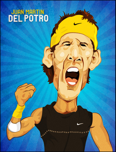 Cartoon: Juan Martin del Potro (medium) by bharatkv tagged juan,martin,del,potro,tennis,wimbledon,argentina,caricature,bharat,india