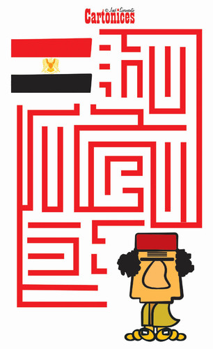 Cartoon: Kadhafi maze (medium) by jose sarmento tagged kadhafi,maze