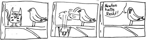 Cartoon: Newton hatte Recht (medium) by komika tagged vogel,newton,katze
