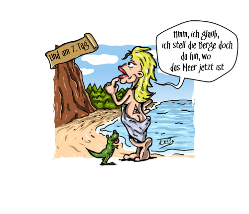 Cartoon: Wenn Gott eine Frau wäre (medium) by Toeby tagged gott,frau,sakrileg,weltenstehung,toeby,mark,töbermann